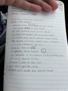 Written lyrics of or rap