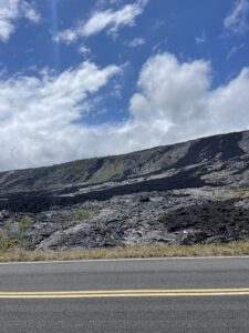 Picture of both A'a and Pahoehoe lava flows