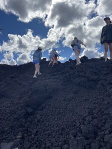 The group on the lava flows that blocked the road