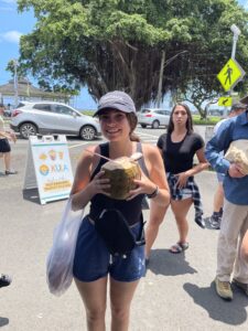 Becca with a coconut