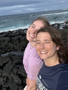 Margot and I taking a photo at the beach park